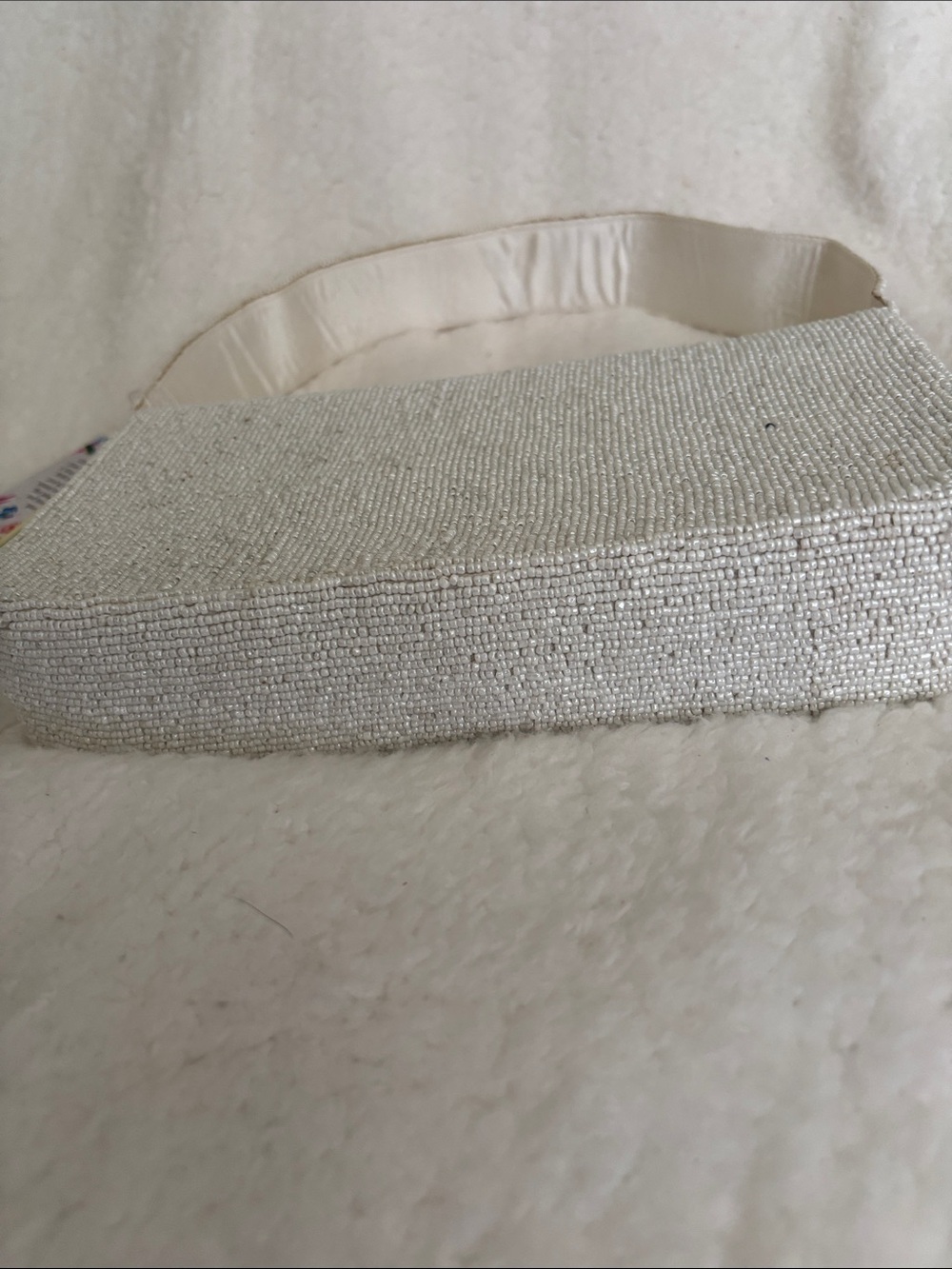 Beaded White Travel-Stamp Shoulder Bag - Picture 4 of 7